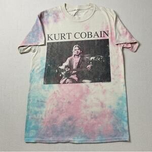 Kurt Cobain Small Short Sleeve Tie Dye Graphic Print Casual T Shirt
